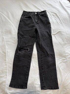 Black Distressed Stretch Straight Leg Cotton On Women’s Jeans Size US 4